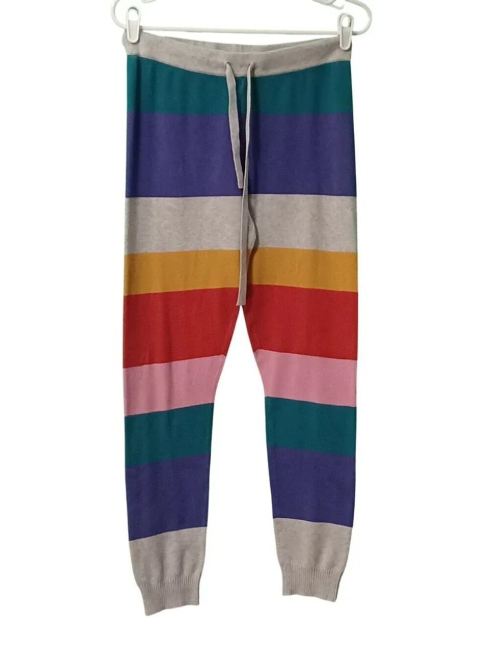 Rainbow Reebok Womens Multi-Color Striped Knit Jogger Pants